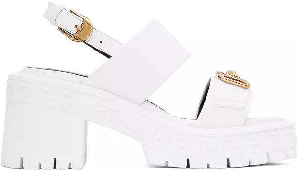 Белые босоножки на каблуке Medusa Biggie Versace