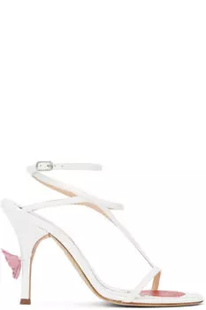 Белые босоножки на каблуке с ремешками Magda Butrym