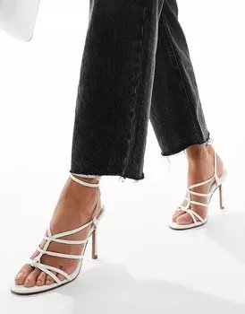 Белые босоножки на высоком каблуке с тонкими ремешками ASOS DESIGN Nightfall