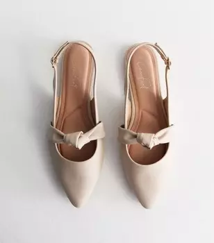 Белые босоножки с пяткой на пятке с эффектом кожи и узлом New Look, белый