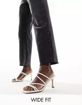 Белые босоножки средней длины на каблуке с широкими ремешками ASOS DESIGN Hayes