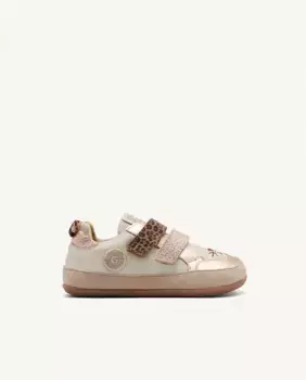 Белые босые кеды для девочек с блестящим принтом в виде кота и леопарда Gioseppo, белый