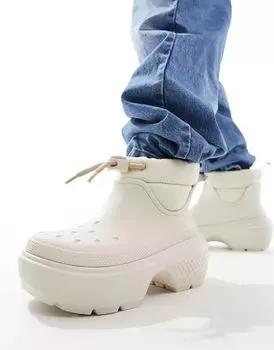 Белые ботинки Crocs Stomp с отделкой из искусственного меха