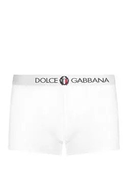 Белые боксеры с лентой с логотипом на талии Dolce&Gabbana