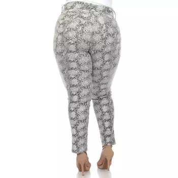 Белые брюки из искусственной замши со змеиной отделкой больших размеров White Mark, белый