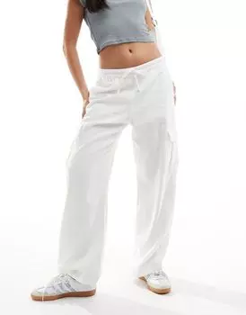 Белые брюки-карго в стиле десантника Hollister с регулируемой талией