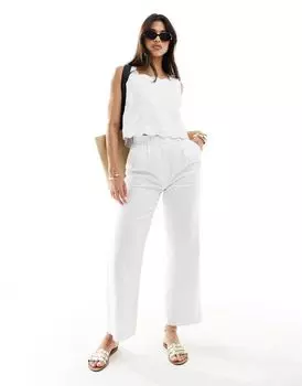 Белые брюки Sloane из смесового льна Abercrombie & Fitch