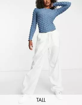 Белые брюки свободного кроя из нейлона с эффектом парашюта Topshop Tall