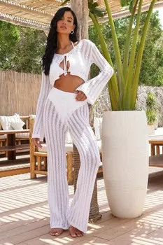 Белые брюки, связанные крючком QUIZ Clothing