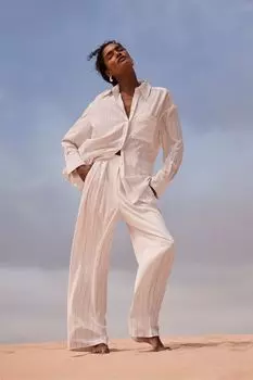 Белые брюки в широкую полоску Mint Velvet, белый