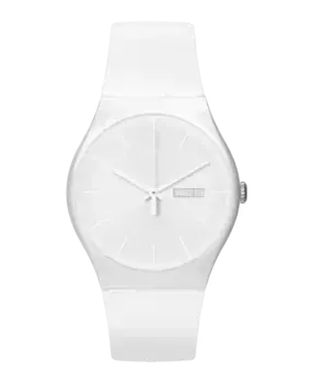 Белые часы Rebel на белом силиконовом ремешке Swatch, белый