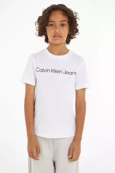 Белые детские джинсы Calvin Klein футболка с логотипом Calvin Klein Jeans, белый