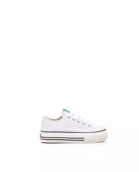 Белые детские кеды из парусины с черными линиями Mustang, белый