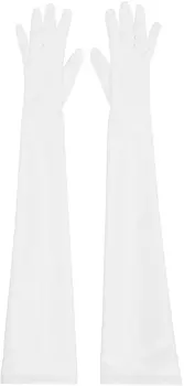 Белые длинные битые перчатки Gucci