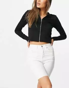 Белые длинные шорты из смесового хлопка и денима '90-х ASOS DESIGN - WHITE