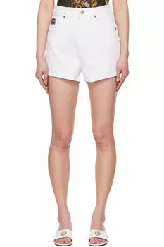 Белые джинсовые шорты с логотипом Versace Jeans Couture