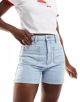 Белые джинсовые шорты с накладными карманами ASOS DESIGN