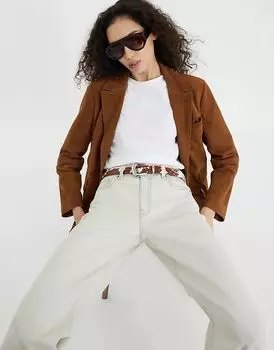 Белые джинсы-бочонки цвета экрю River Island