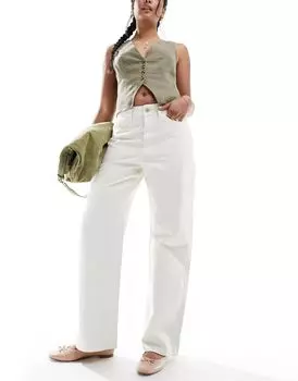 Белые джинсы широкого кроя с ультравысокой талией Hollister