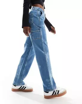 Белые джинсы свободного кроя с принтом Carhartt WIP Stamp