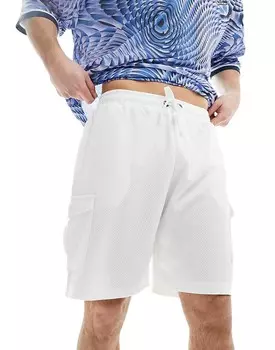 Белые фактурные шорты карго Brave Soul