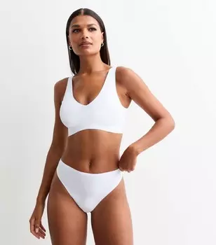 Белые гладкие стринги с завышенной талией New Look, белый
