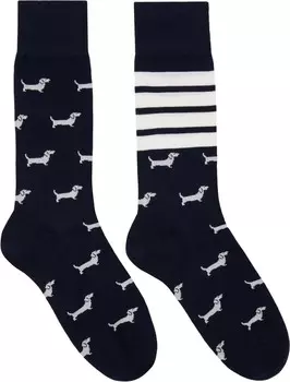 Белые хлопковые носки Hector с 4 полосками Thom Browne