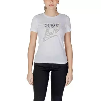 Белые хлопковые топ и футболка GUESS