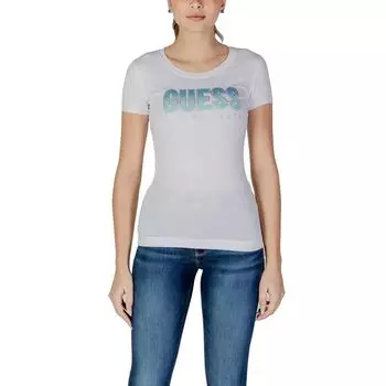 Белые хлопковые топ и футболка GUESS