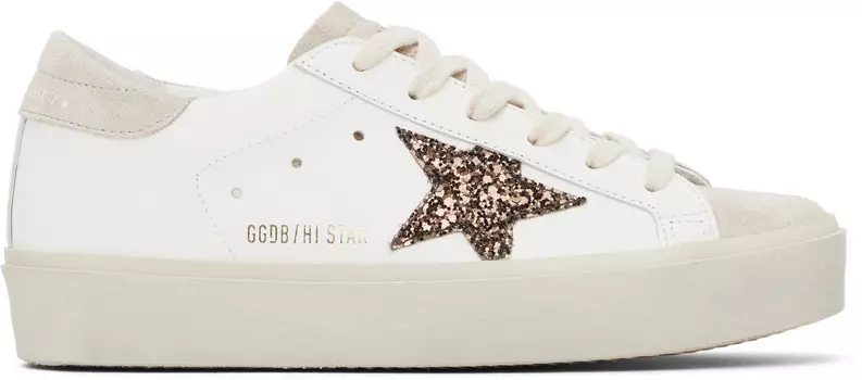 Белые и бежевые кроссовки Hi Star Golden Goose