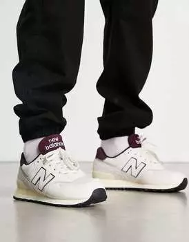 Белые и бордовые кроссовки New Balance 574