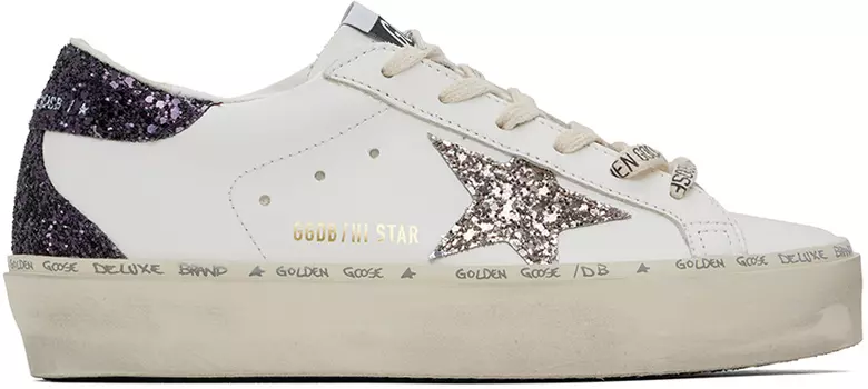 Белые и фиолетовые кроссовки Hi Star Classic Golden Goose