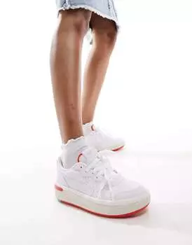 Белые и красные кроссовки на платформе Asics Japan ST
