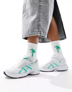 Белые и малахитовые кроссовки Asics Gel-1130