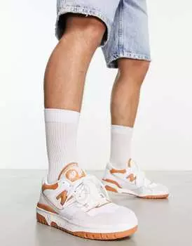 Белые и оранжевые кроссовки New Balance 550