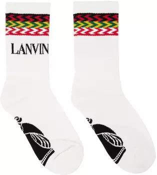 Белые и разноцветные жаккардовые носки Lanvin