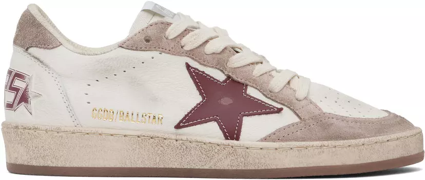 Белые и розовые кроссовки Ball Star Golden Goose