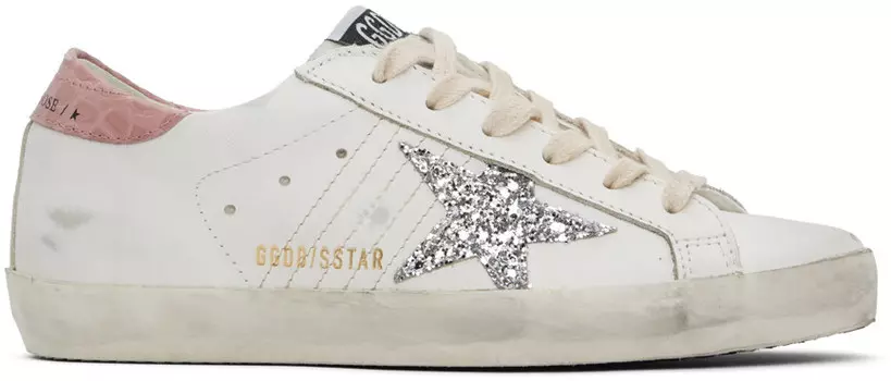 Белые и розовые кроссовки Super-Star Classic Golden Goose, белый/серебряный/розовый