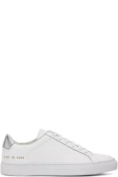Белые и серебристые ретро-классические кроссовки Common Projects