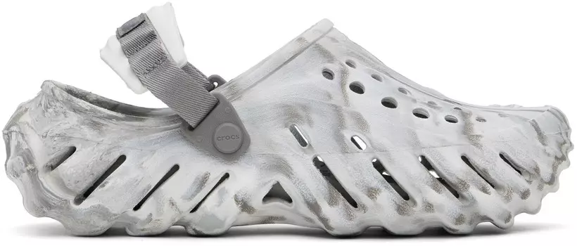 Белые и серые Эхо Мраморные Сабо Crocs, Moonlight/Multi