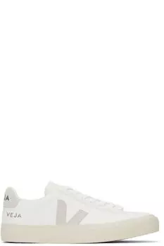 Белые и серые кожаные кроссовки Campo VEJA