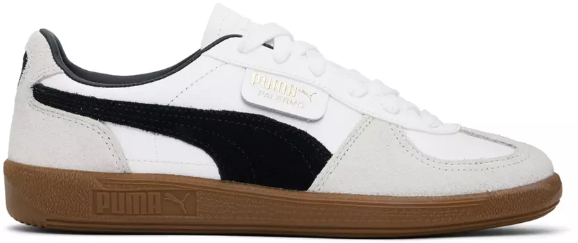 Белые и серые кроссовки из кожи Palermo PUMA, PUMA white/Vapor gray/Gum
