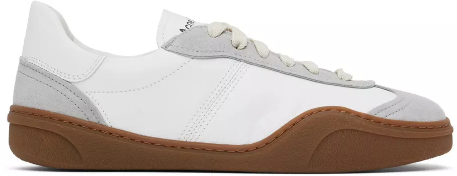 Белые и серые кроссовки на шнуровке Acne Studios, белый/коричневый