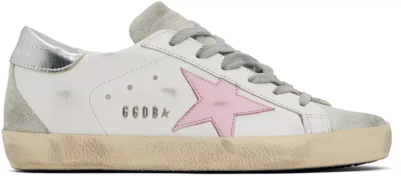 Белые и серые кроссовки Super-Star Golden Goose, White/Ice/Orchid pink