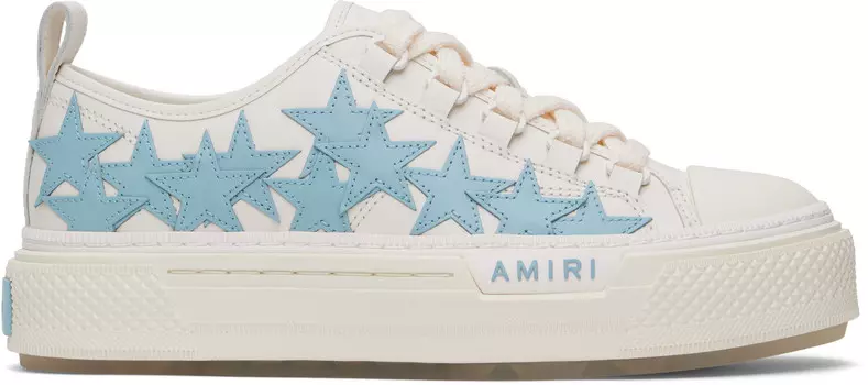 Белые и синие кеды Court Low со звездами AMIRI