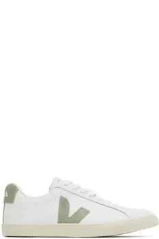 Белые и зеленые кожаные кроссовки Esplar VEJA