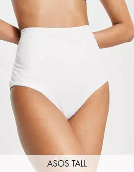 Белые комбинированные плавки бикини с завышенной талией ASOS DESIGN Tall