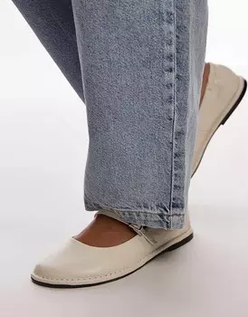 Белые кожаные балетки премиум-класса Topshop Bonny с закругленным носком