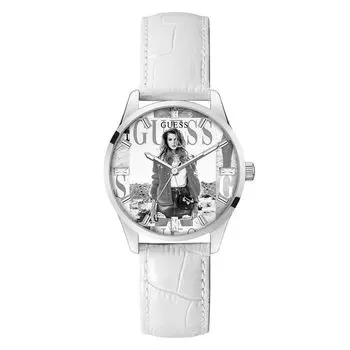 Белые кожаные часы GUESS