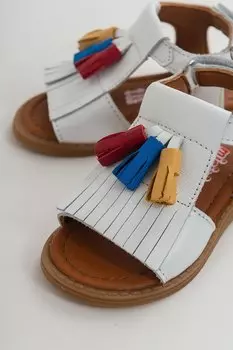 Белые кожаные детские сандалии с ортопедической опорой для девочек MNPCCO, белый